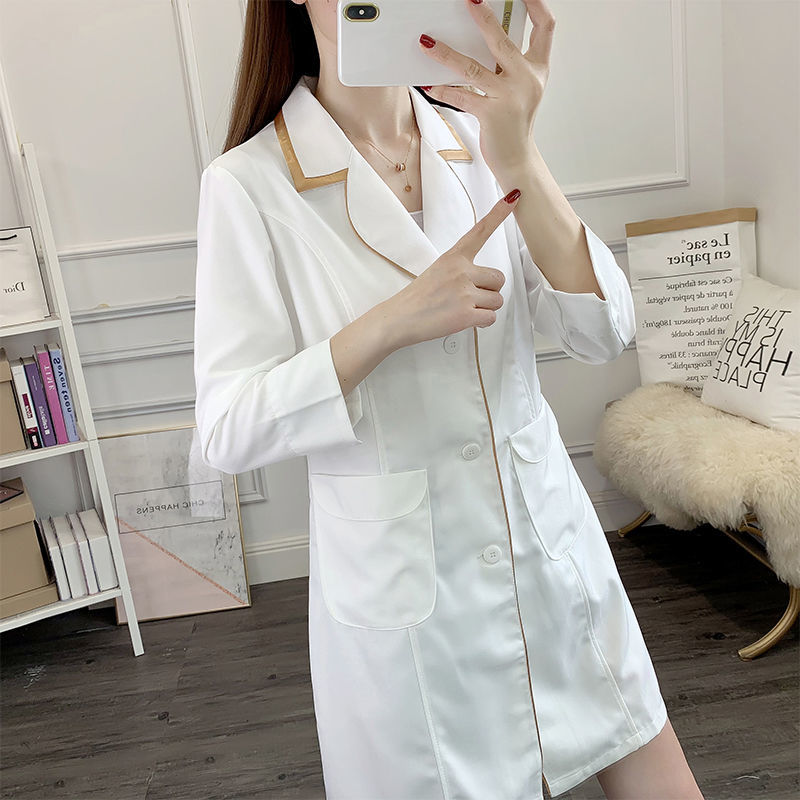 Branco curto uniforme de belez - Medical Lab Coat avaliação e preço