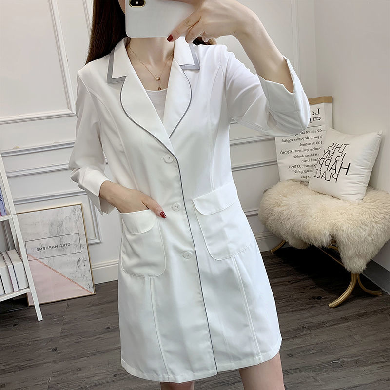 Branco curto uniforme de belez - Medical Lab Coat avaliação e preço