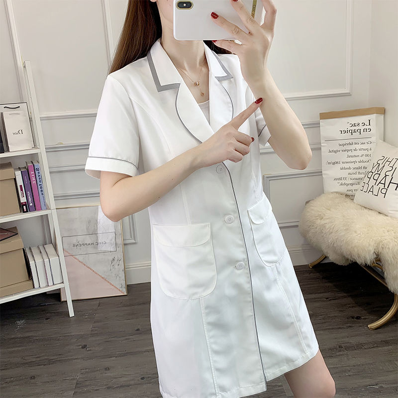 Branco curto uniforme de belez - Medical Lab Coat avaliação e preço