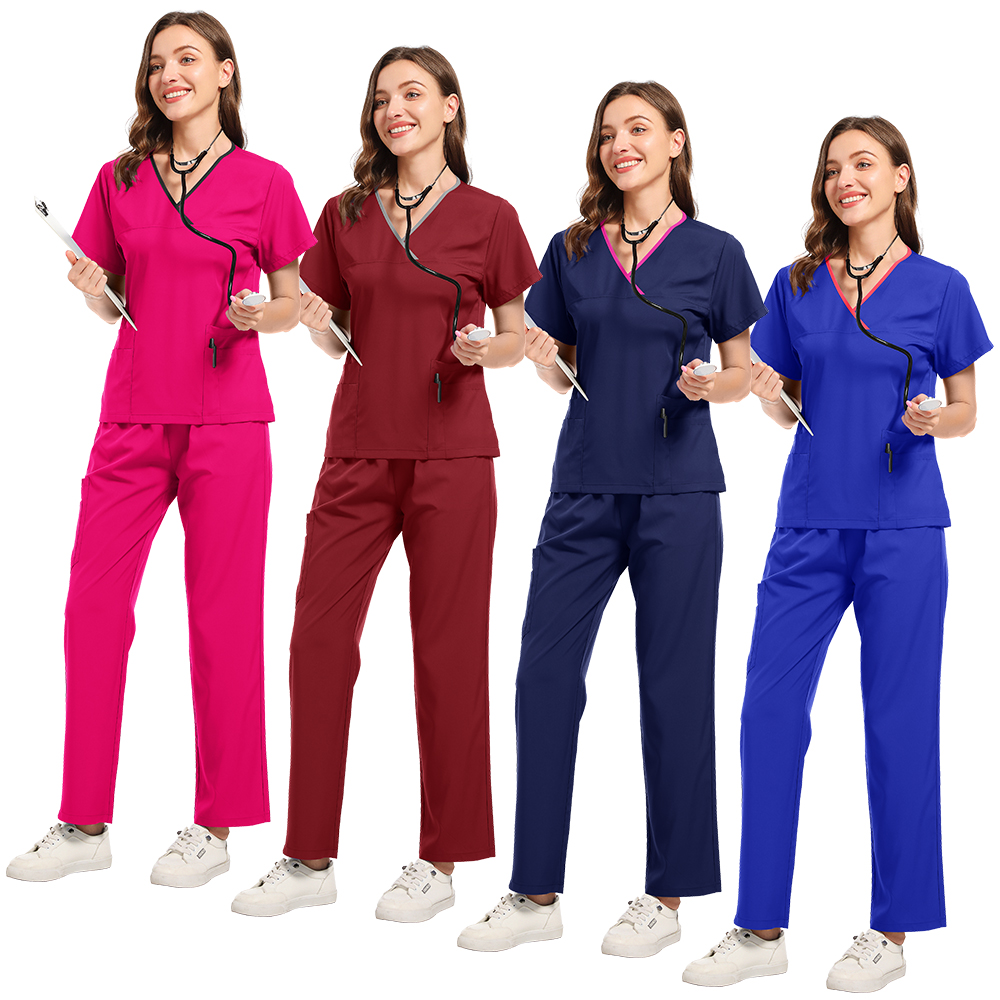 Plus size esfrega conjunto fem - Medical Lab Coat avaliação e preço