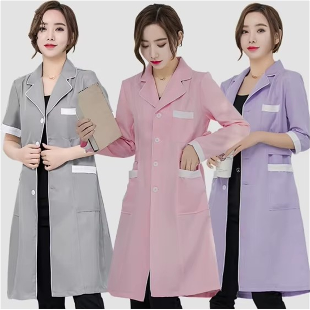 Alta qualidade cinza cor sólid - Medical Lab Coat avaliação e preço