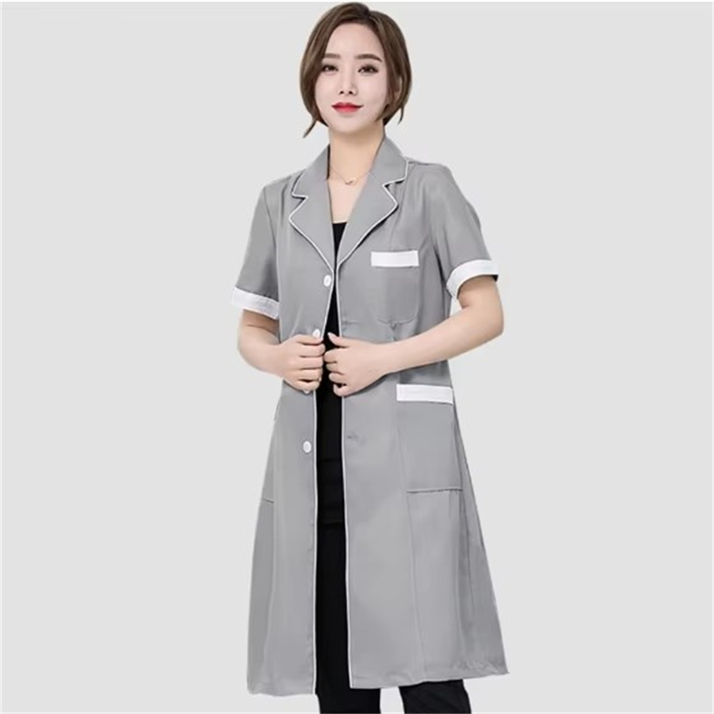 Alta qualidade cinza cor sólid - Medical Lab Coat avaliação e preço